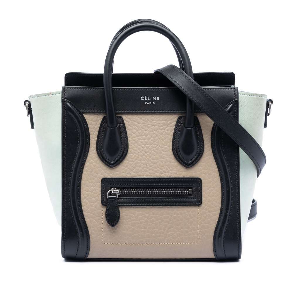 Celine Nano Tricolor Leather Luggage Tote Brown Leather Very good - Front View