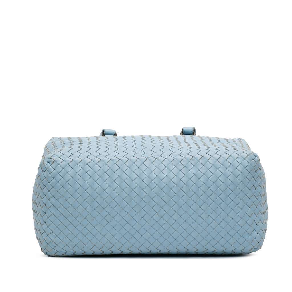 Bottega Veneta Nappa Intrecciato Brick Handbag Blue Leather Good condition - Inside View