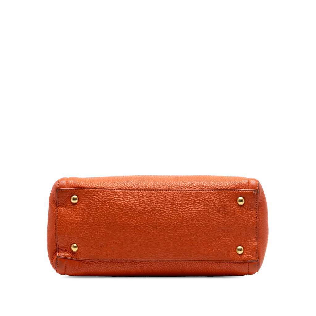 Prada Vitello Daino Open Convertible Tote Orange Leather Very good - Inside View