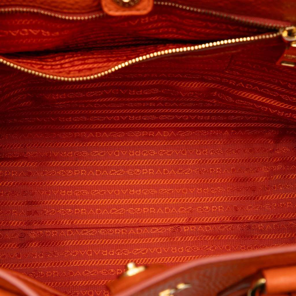 Prada Vitello Daino Open Convertible Tote Orange Leather Very good - Model View