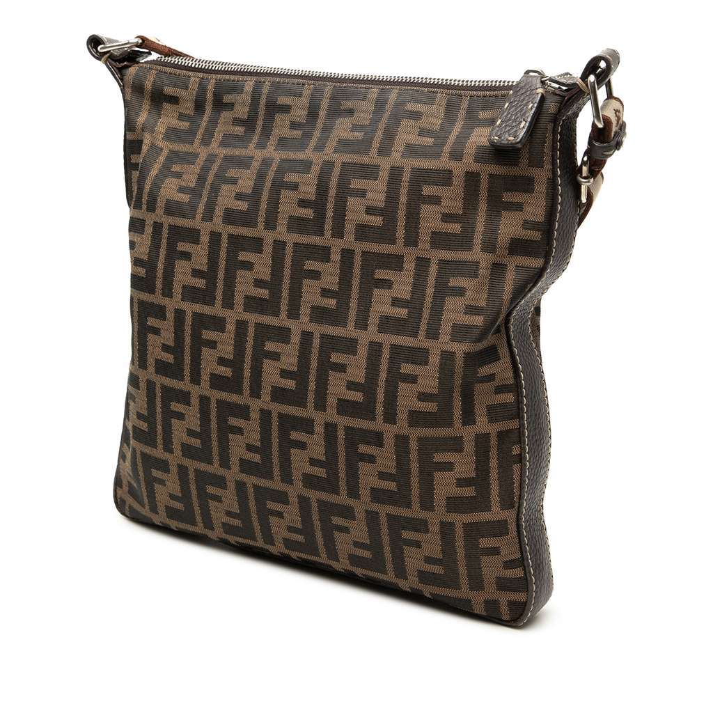 Fendi Zucca Canvas Selleria Crossbody Brown Canvas Very good - Back View