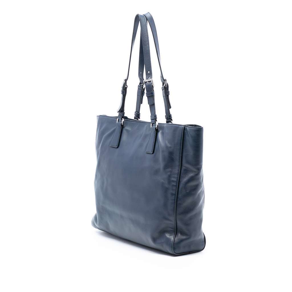 Prada Soft Calf Tote Blue Leather Very good - Back View