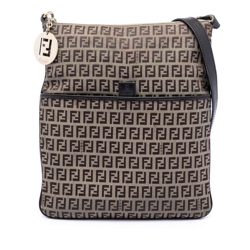 Fendi Zucchino Canvas Crossbody Brown Canvas Very good - Front View