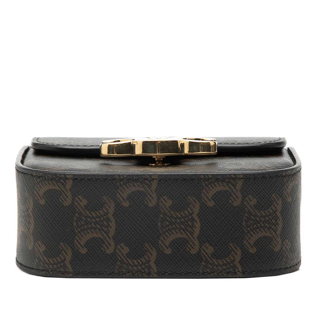 Celine Mini Triomphe Coated Canvas Claude Crossbody Brown Canvas Very good - Inside View