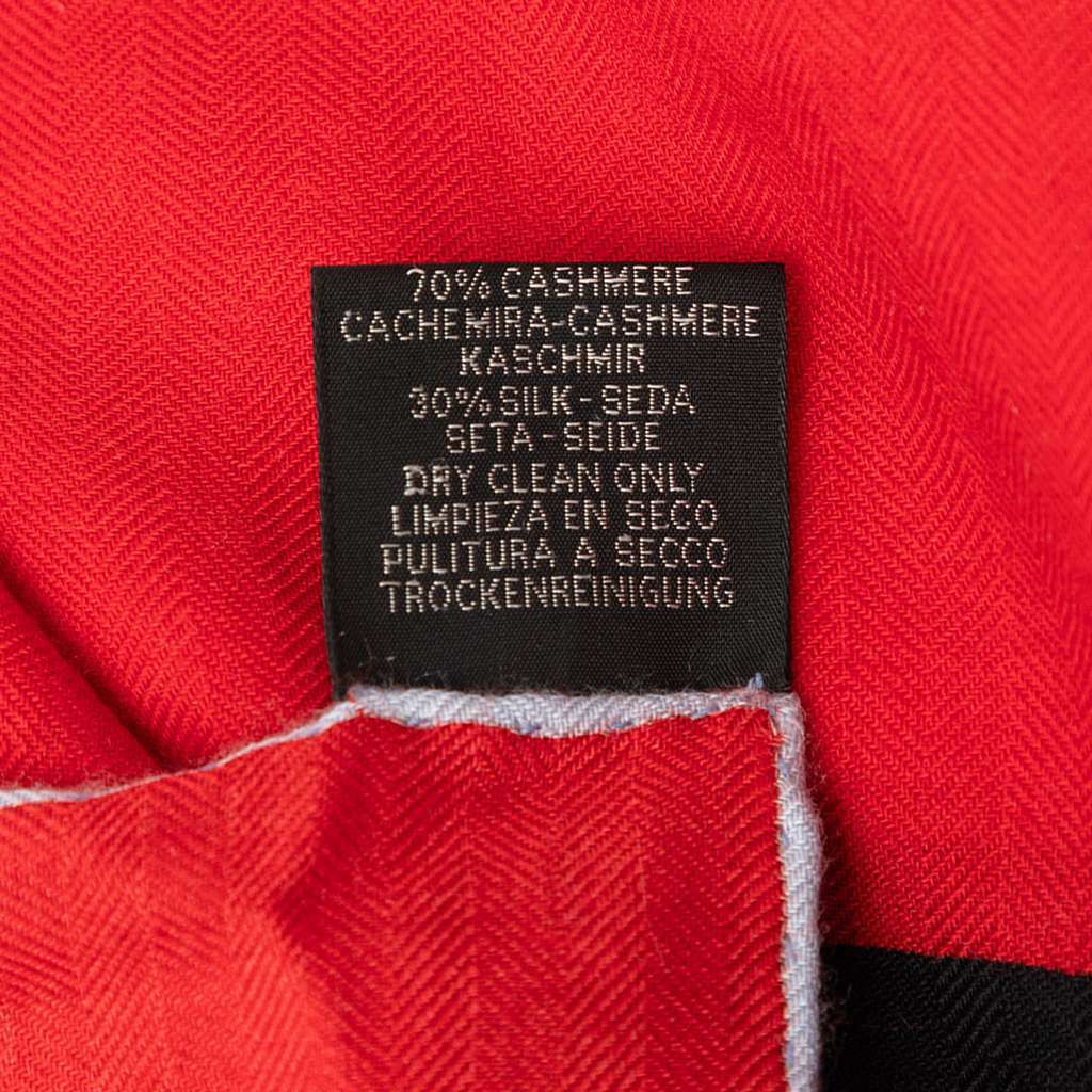 Hermès Brides de Gala Applique Pique Cashmere Silk Shawl 140 Black Wool Very good condition - Box View
