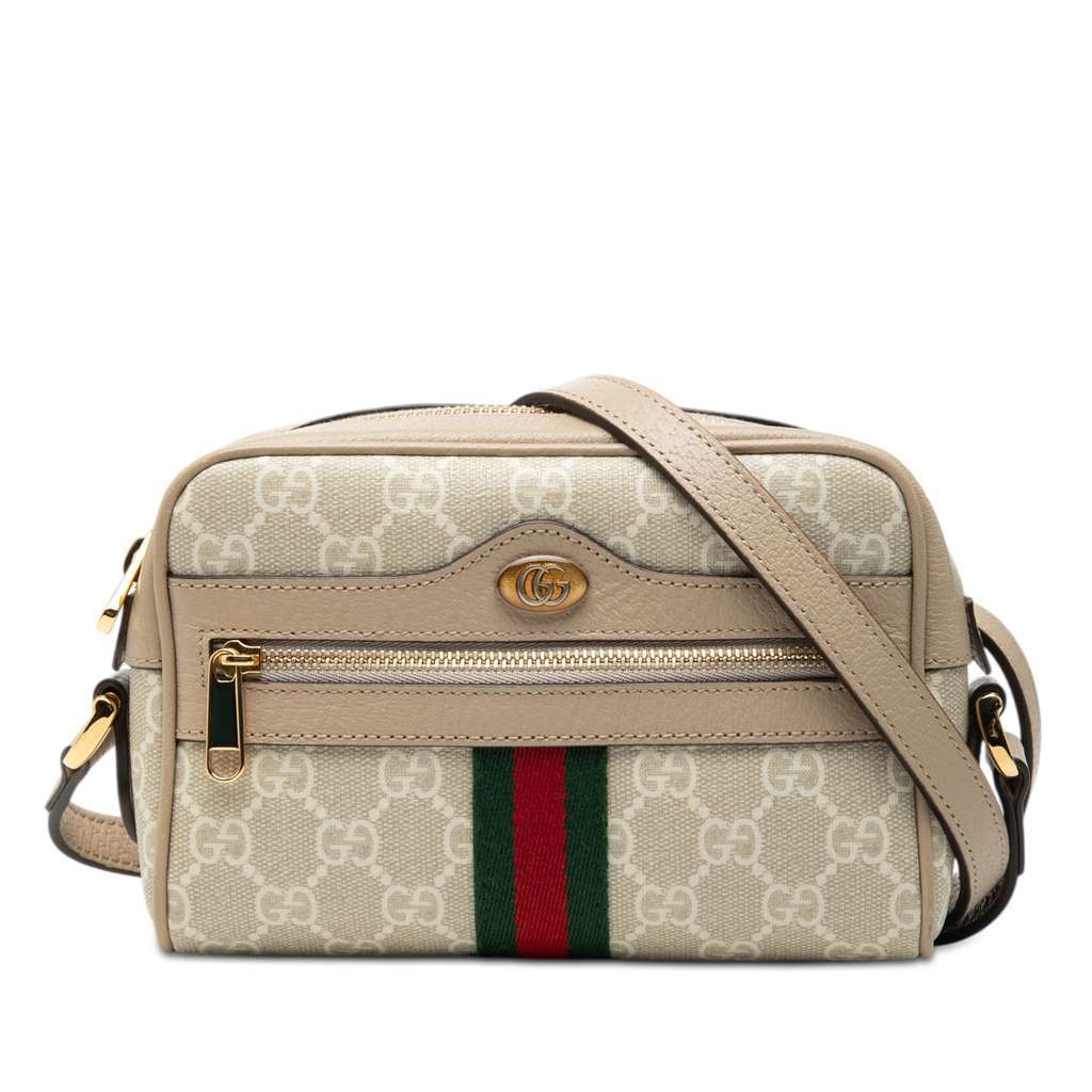 Gucci Mini GG Supreme Ophidia Crossbody Brown Canvas Very good - Front View