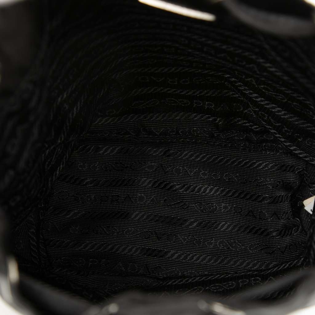 Prada Mini Tessuto Drawstring Bucket Bag Black Very good condition - Model View