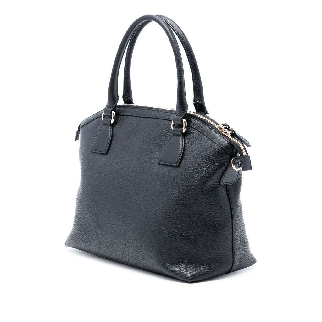 Gucci Medium Leather GG Charm Dome Satchel Black Leather Very good condition - Back View