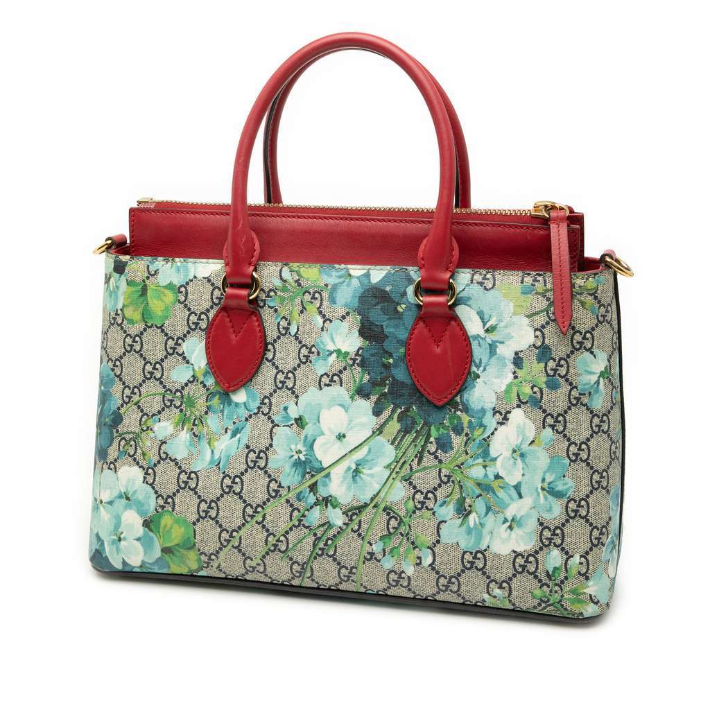 Gucci Small GG Supreme Blooms Linea A Tote Brown Canvas Very good condition - Back View