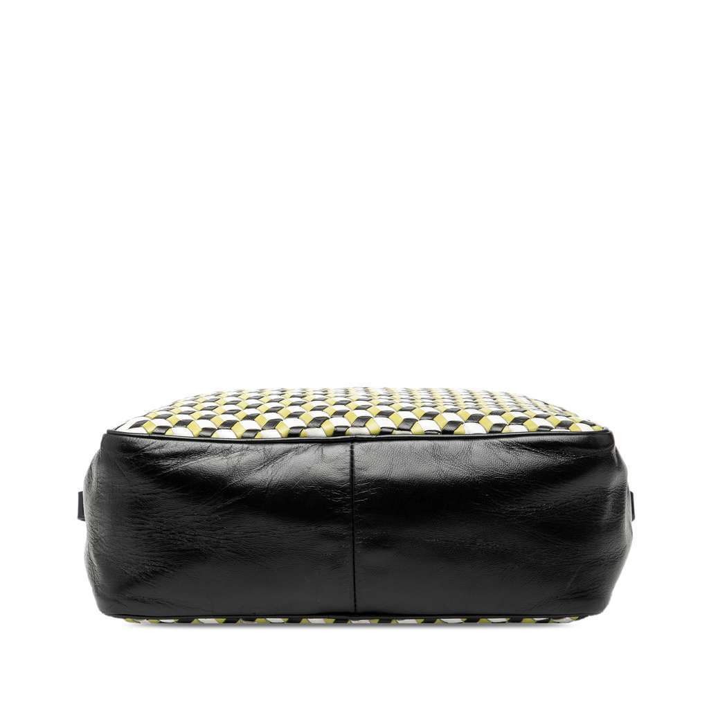 Prada Leather Perspective Cubes Shoulder Bag Black Leather Very good - Inside View