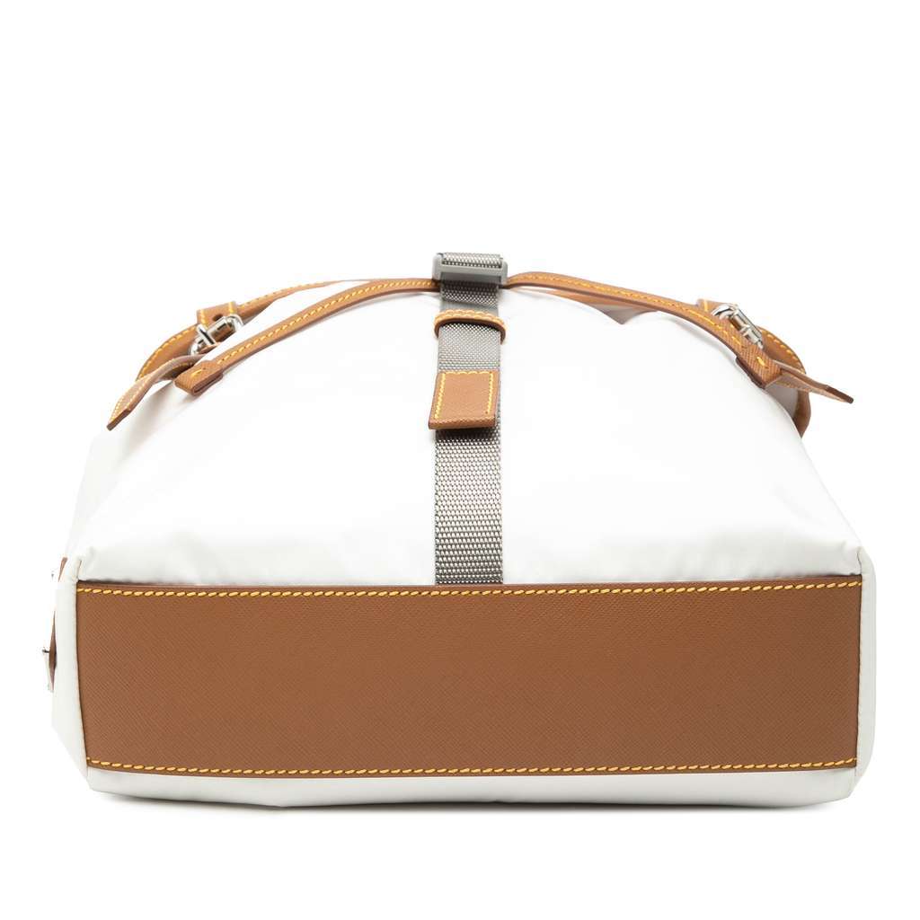 Prada Saffiano Trimmed Tessuto Triple Buckle Messenger Bag White Very good condition - Inside View