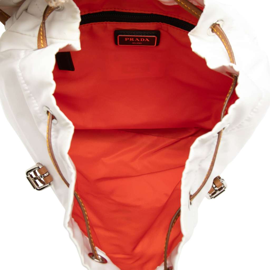Prada Saffiano Trimmed Tessuto Triple Buckle Messenger Bag White Very good condition - Model View