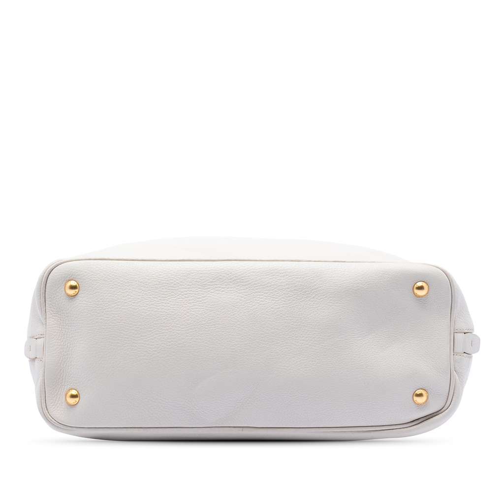 Prada Vitello Daino Side Zip Open Convertible Tote White Leather Very good condition - Inside View