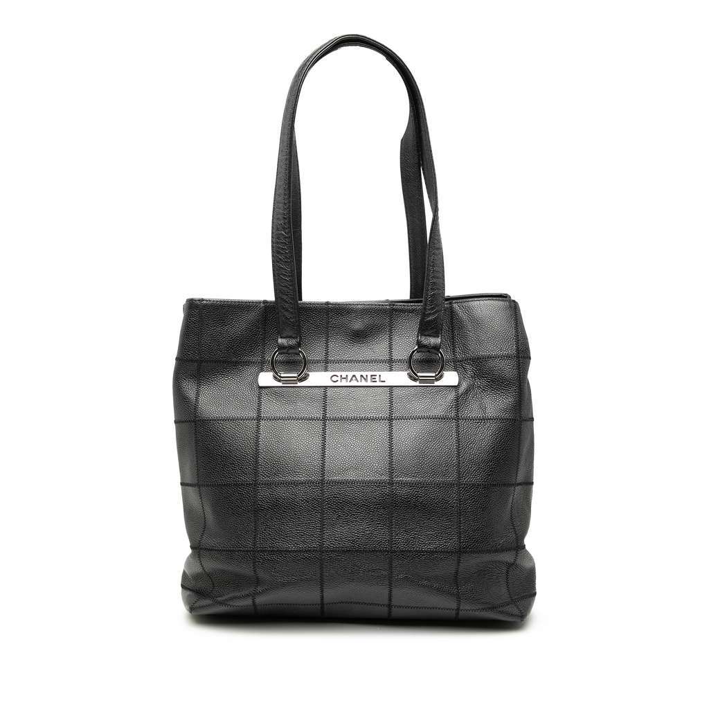 Chanel Choco Bar Caviar Tote Black Leather Very good condition - Front View
