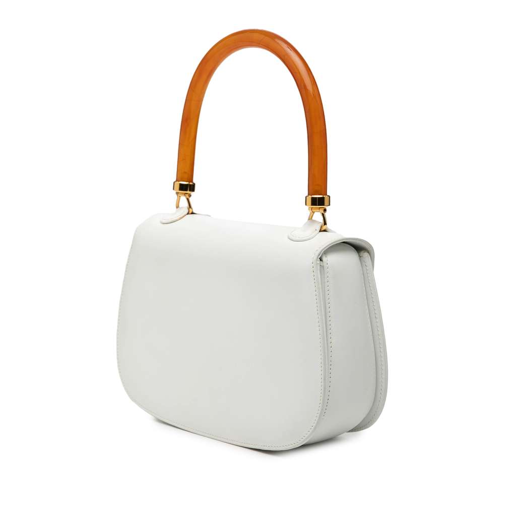 Gucci Calfskin Bakelite Night White Leather Very good condition - Back View