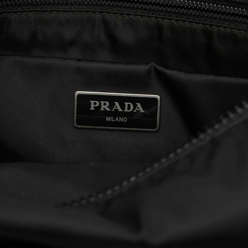 Prada Soft Calf Trimmed Tessuto Double Buckle Belt Bag Black Very good condition - Box View
