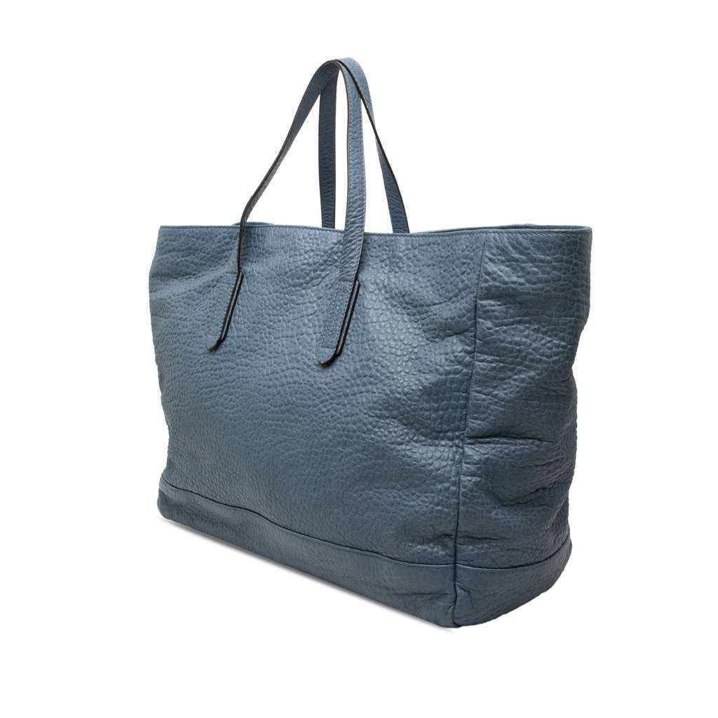 Gucci Large Grained Leather Tote Blue Leather Very good condition - Back View