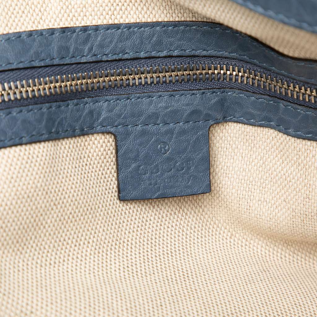 Gucci Large Grained Leather Tote Blue Leather Very good condition - Box View