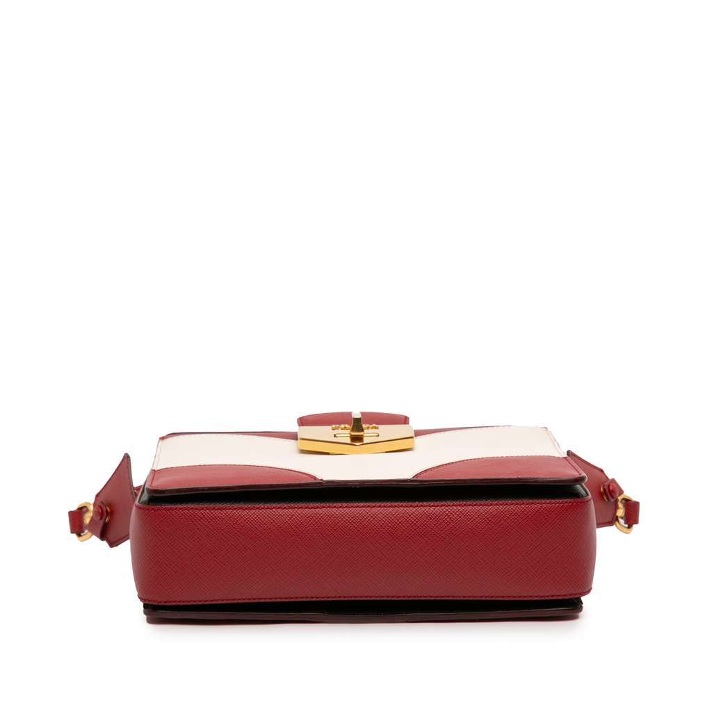 Prada Bicolor Saffiano Turnlock Satchel White Leather Very good - Inside View