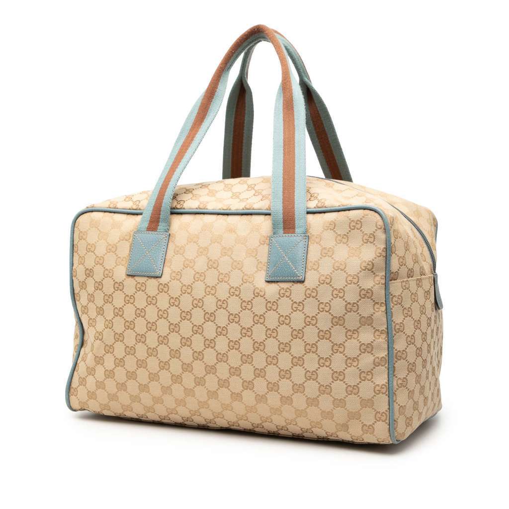 Gucci GG Canvas Web Travel Bag Brown Canvas Good condition - Back View