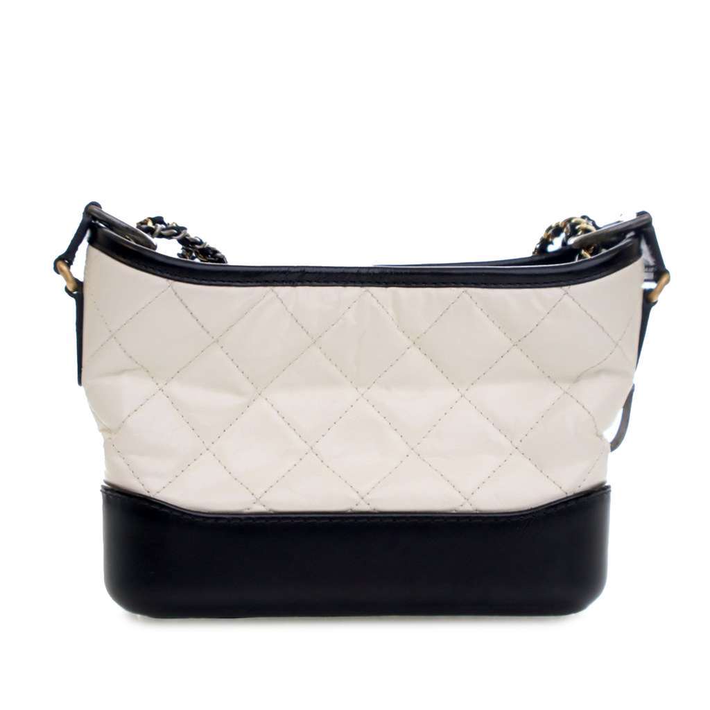 Chanel Small Bicolor Aged Calfskin Gabrielle Crossbody White Leather Very good condition - Back View