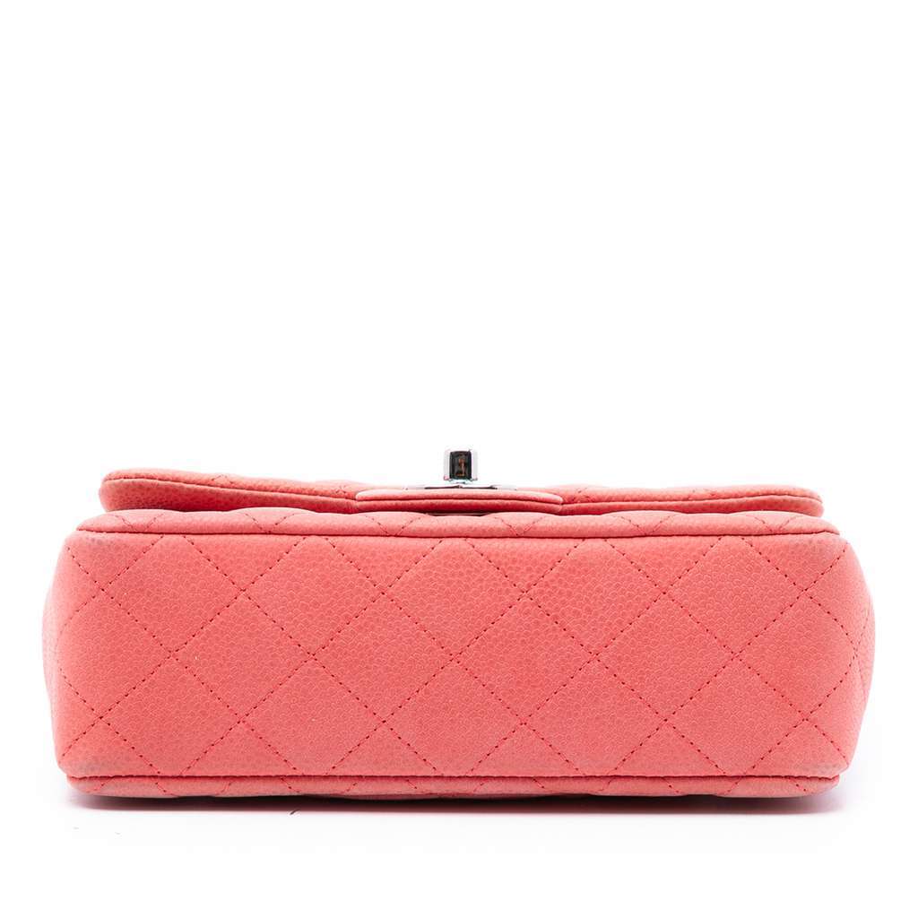 Chanel Mini Rectangular Classic Caviar Single Flap Pink Leather Very good condition - Inside View