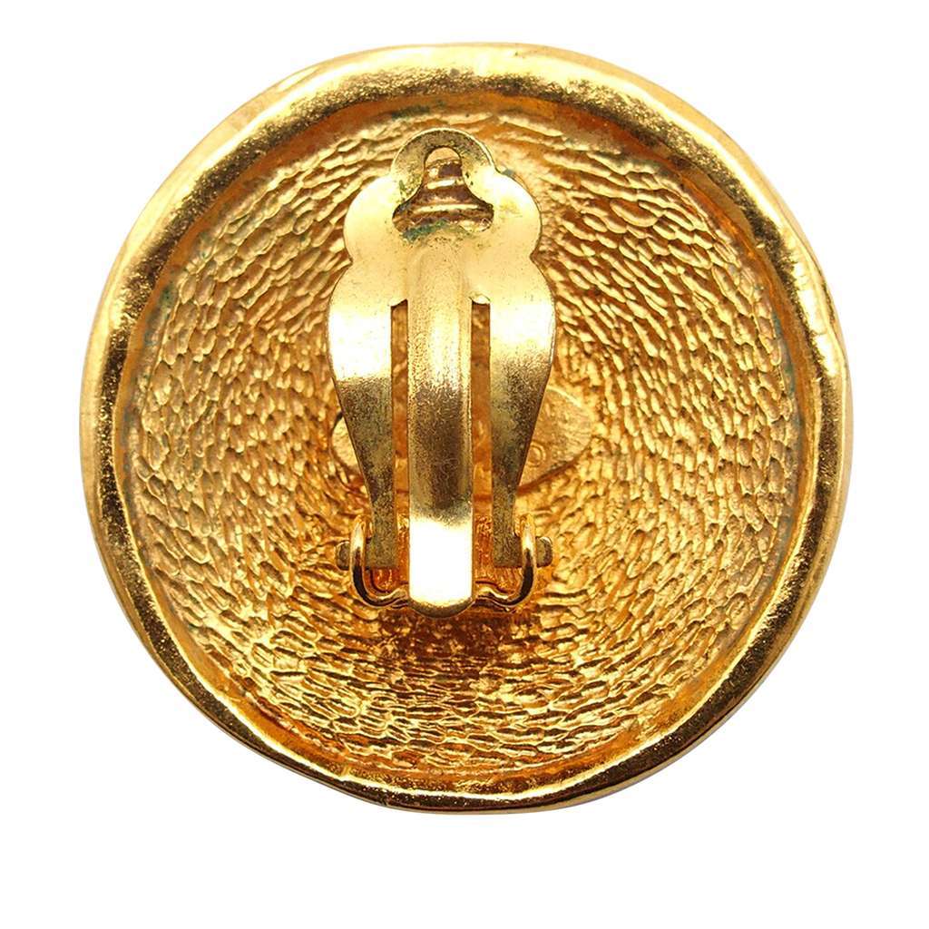 Chanel Gold Plated 31 Rue Cambon Round Clip On Earrings Gold Metal Very good condition - Inside View