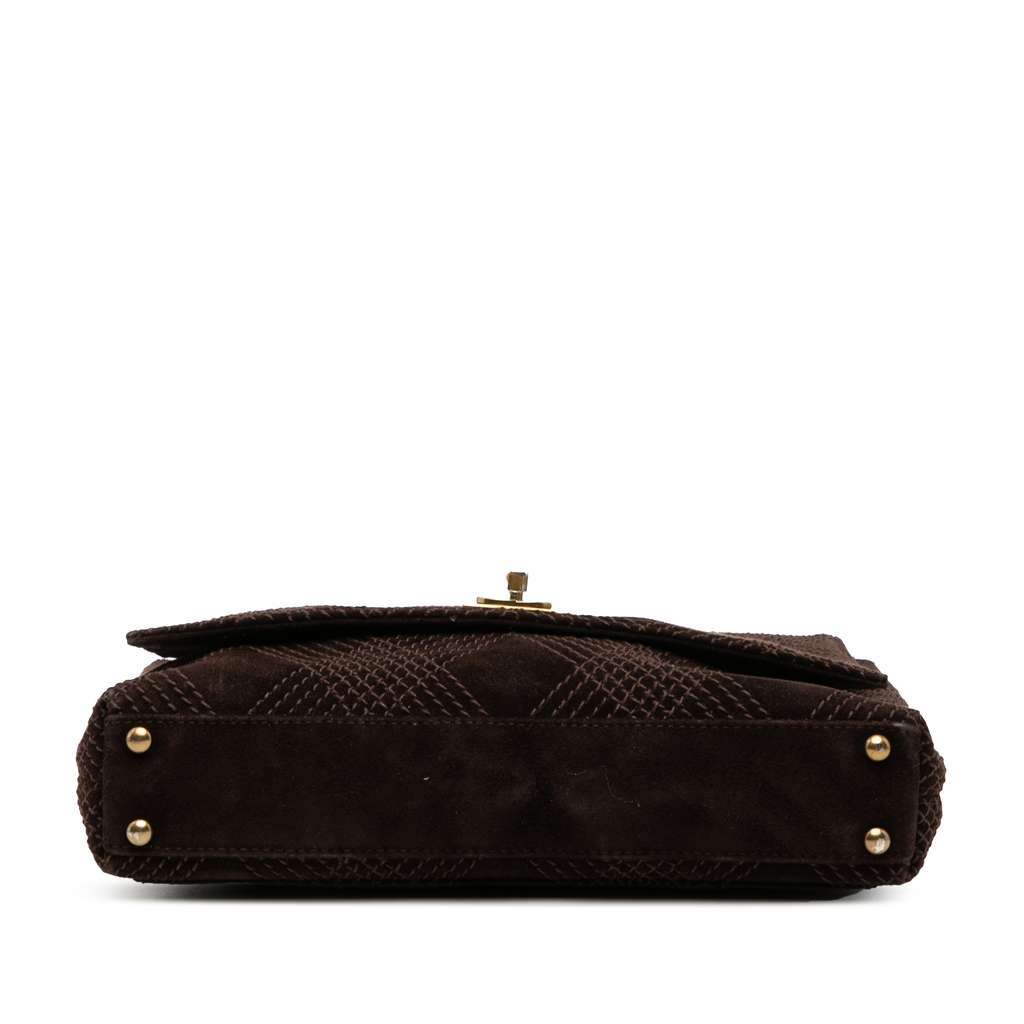 Chanel CC Suede Wild Stitch Crossbody Brown Leather Good condition - Inside View