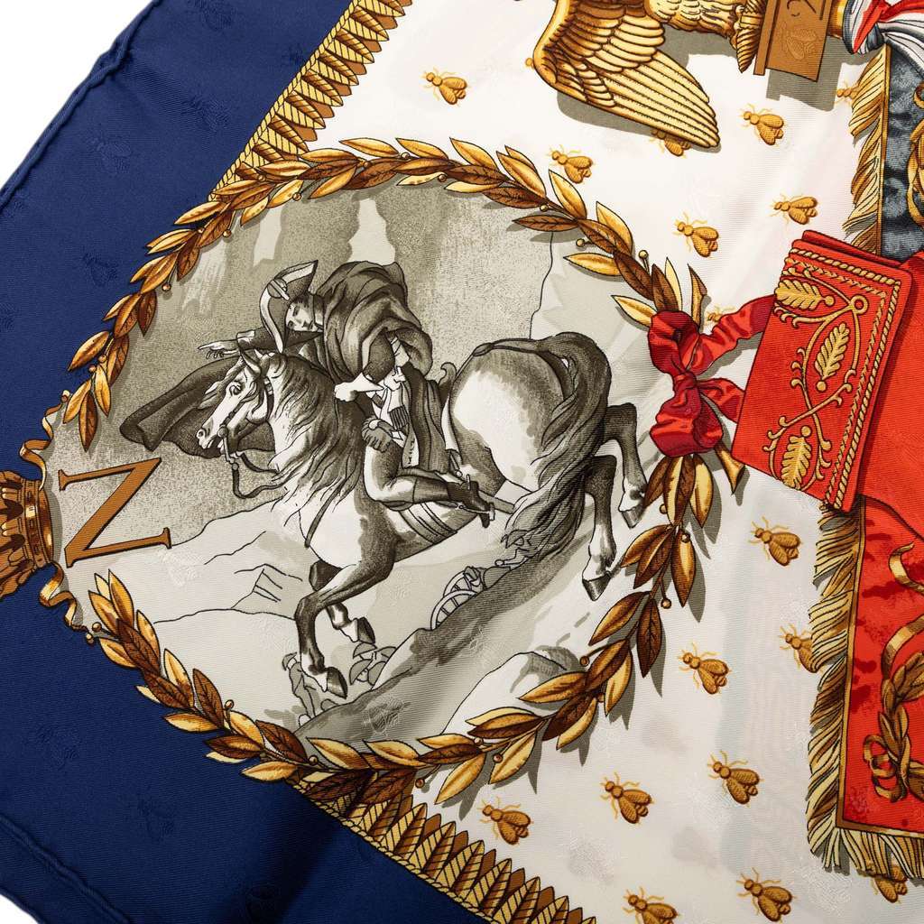 Hermès Napoleon Silk Scarf 90 White Silk Very good condition - Inside View
