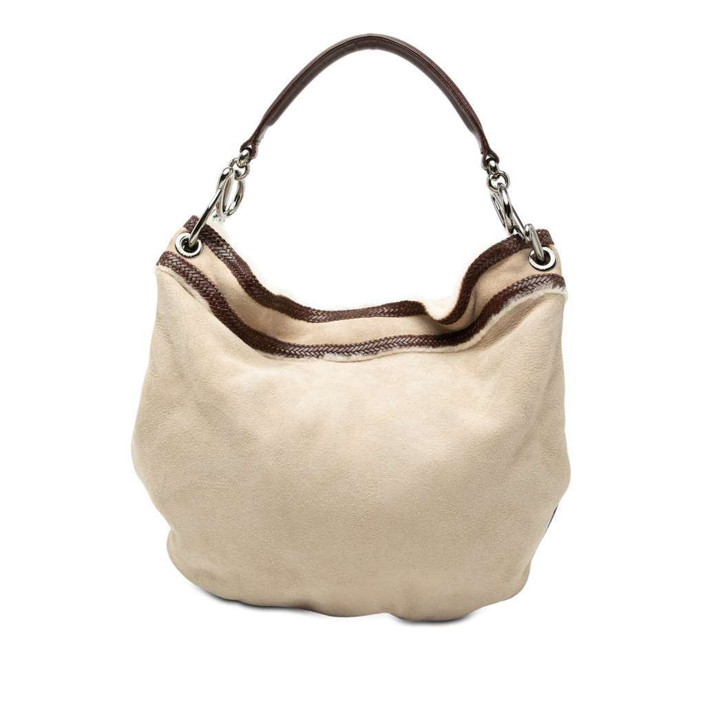 Loewe Leather Trimmed Suede Hobo Brown Leather Very good - Front View