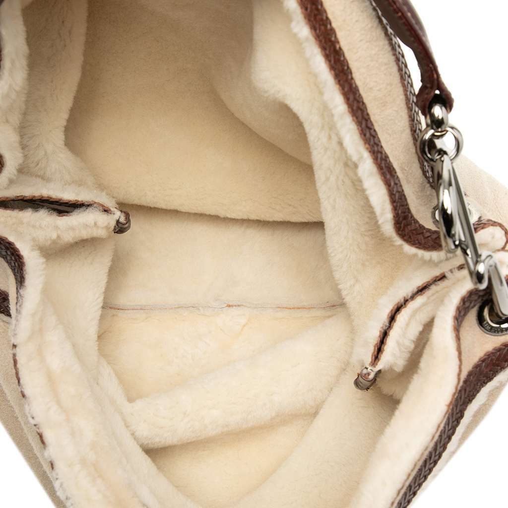Loewe Leather Trimmed Suede Hobo Brown Leather Very good - Model View