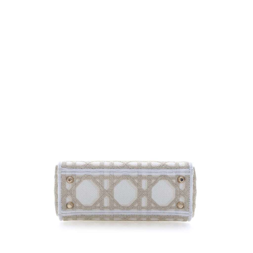 Dior Mini Embroidered Canvas Cannage Lady D Lite White Canvas Very good condition - Box View