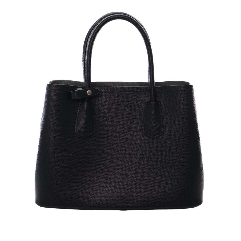 Prada Medium Saffiano Cuir Double Satchel Black Leather Very good condition - Back View