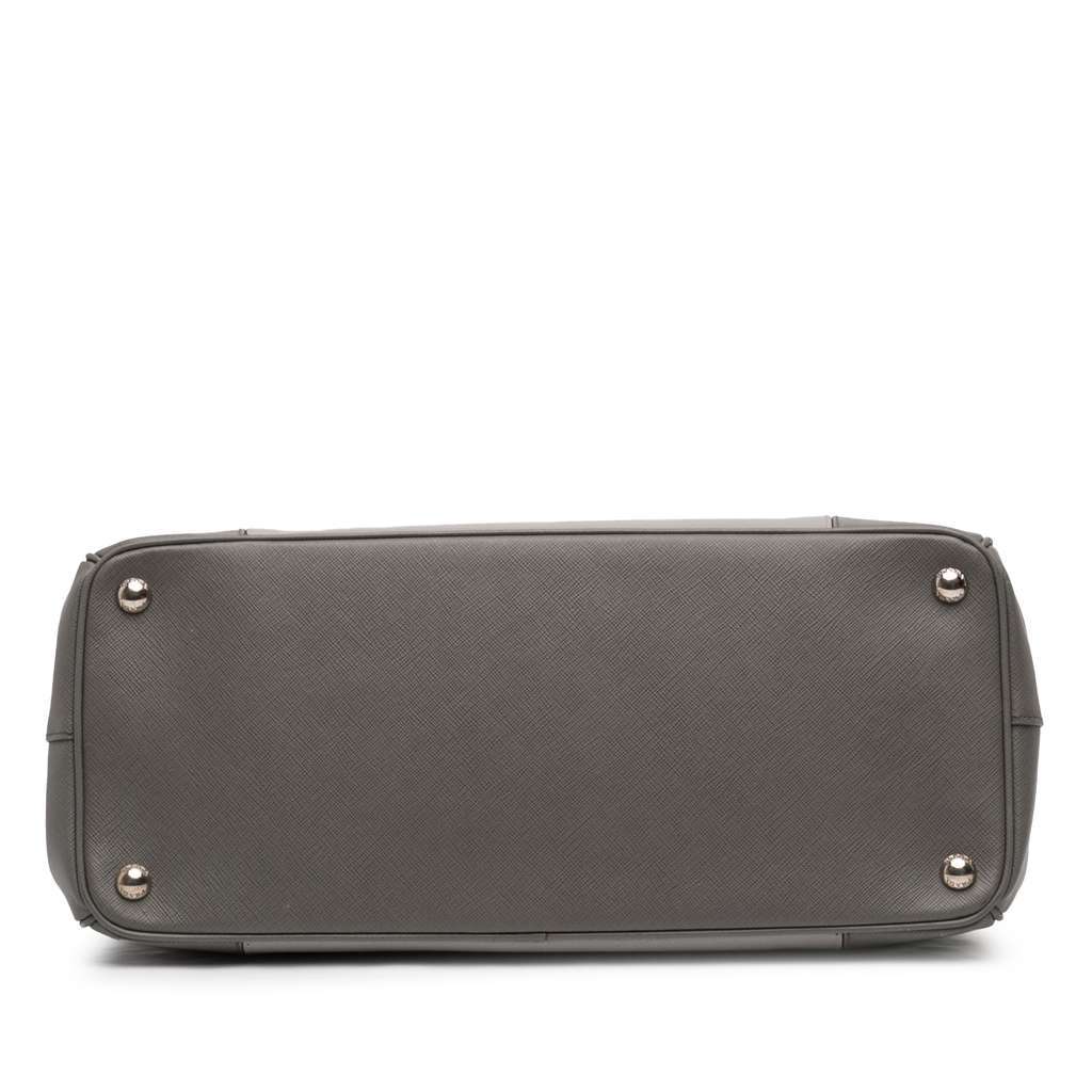 Prada Large Bicolor Saffiano Lux Galleria Double Zip Satchel Grey Leather Very good condition - Inside View