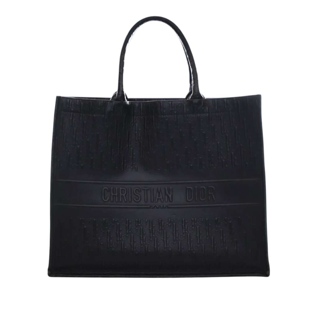 Dior Large Oblique Embossed Book Tote Black Leather Good condition - Front View