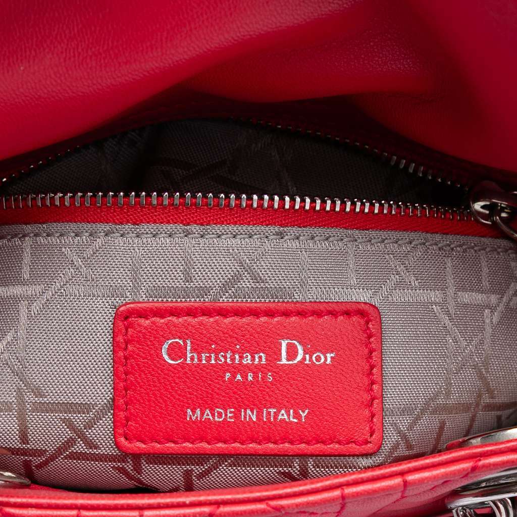 Dior Mini Lambskin Cannage Lady Dior Red Leather Very good condition - Box View
