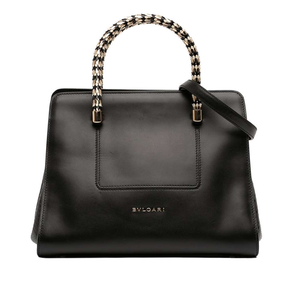 Bvlgari Leather Serpenti Scaglie Tote Black Leather Good condition - Front View