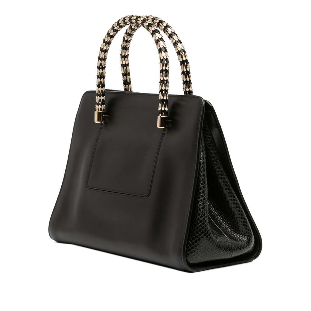 Bvlgari Leather Serpenti Scaglie Tote Black Leather Good condition - Back View