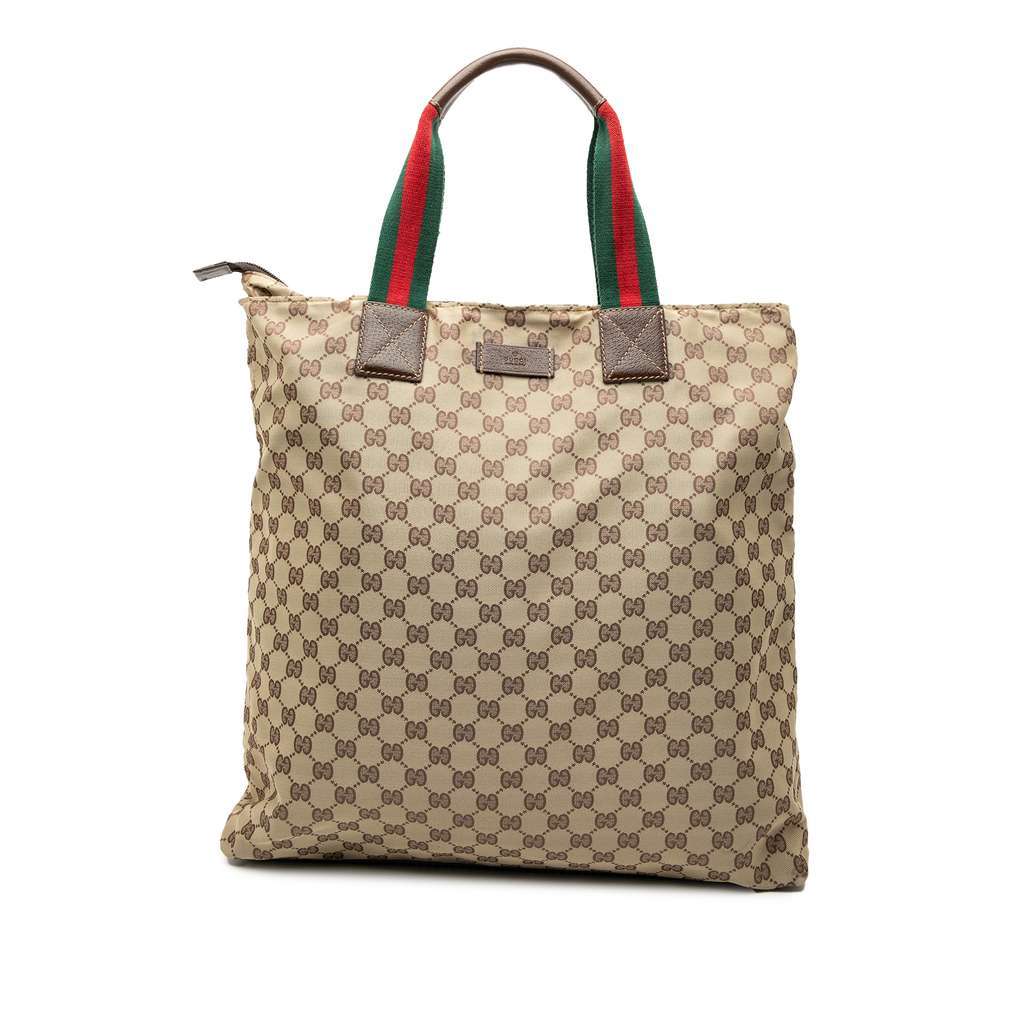 Gucci GG Canvas Web Vertical Tote Brown Canvas Very good condition - Front View