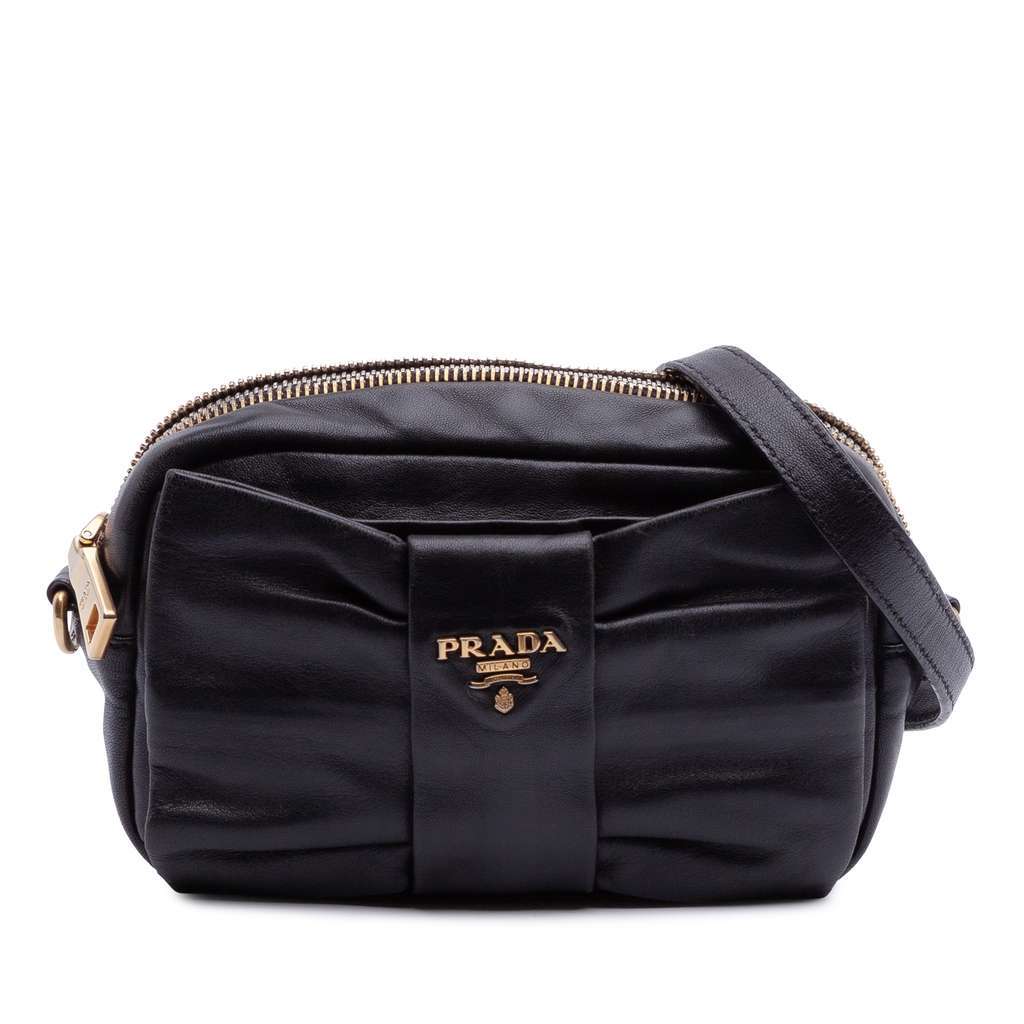 Prada Tessuto Fiocco Bow Crossbody Black Very good condition - Front View