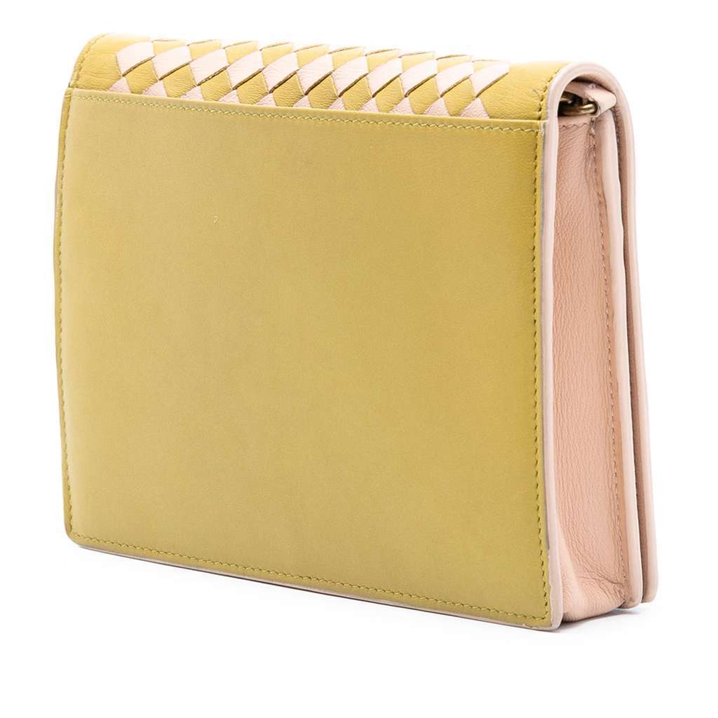 Bottega Veneta Nappa Intrecciato Wallet on Chain Yellow Leather Very good condition - Back View