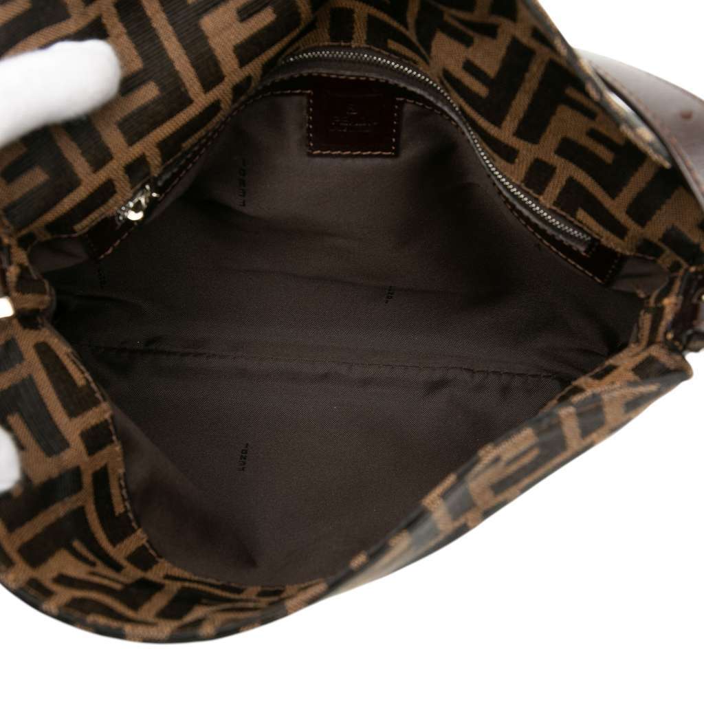 Fendi Zucca Canvas Double Flap Shoulder Bag Brown Canvas Good condition - Model View