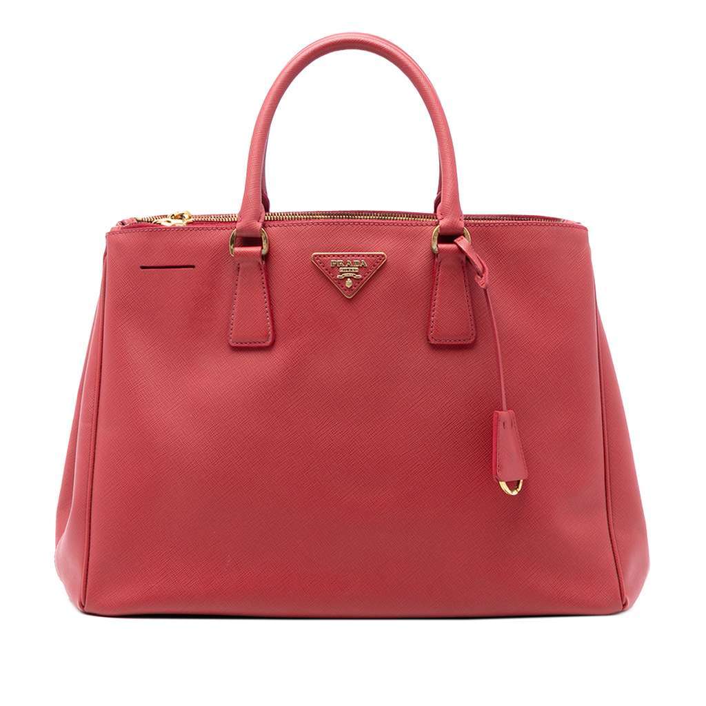 Prada Large Saffiano Lux Galleria Double Zip Satchel Red Leather Very good condition - Front View