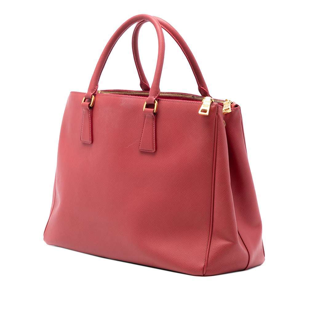Prada Large Saffiano Lux Galleria Double Zip Satchel Red Leather Very good condition - Back View