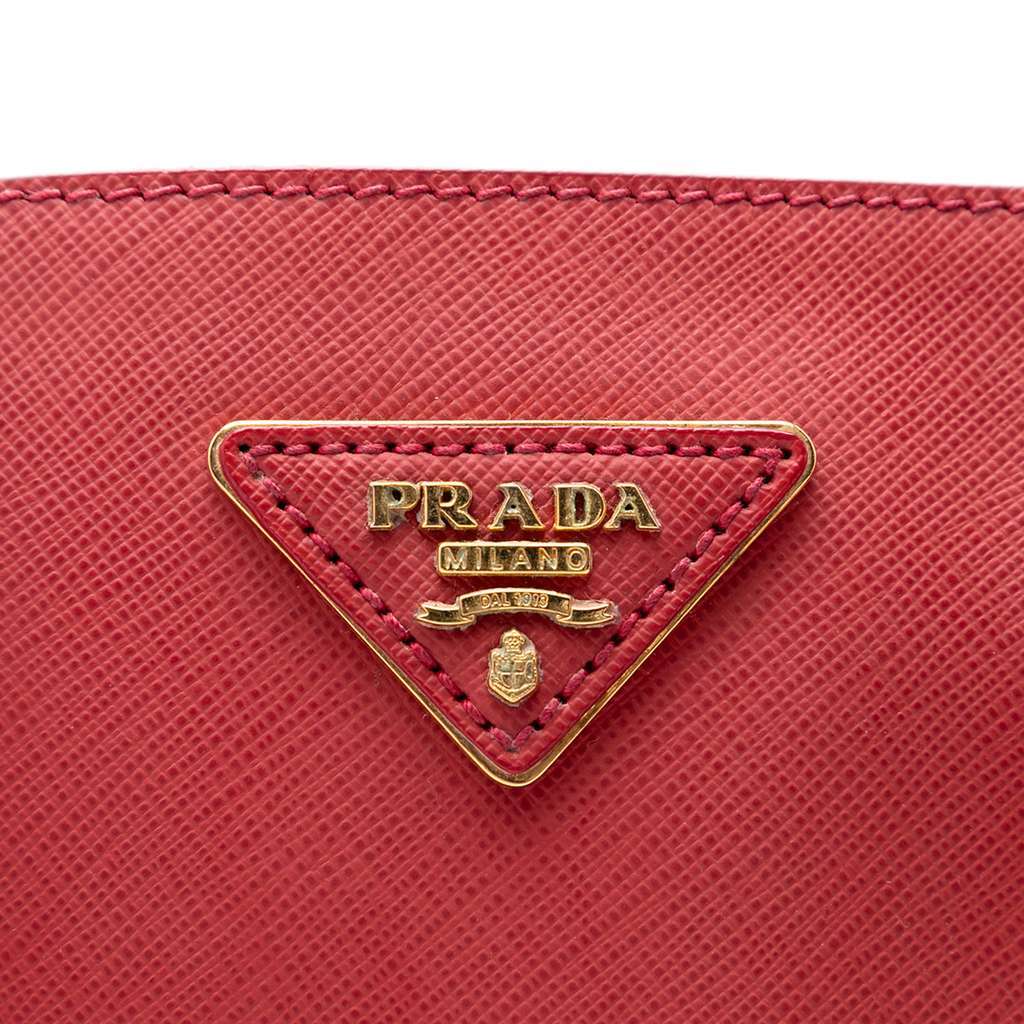 Prada Large Saffiano Lux Galleria Double Zip Satchel Red Leather Very good condition - Box View