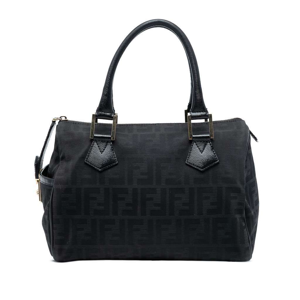 Fendi Zucca Canvas Boston Bag Black Canvas Very good condition - Front View