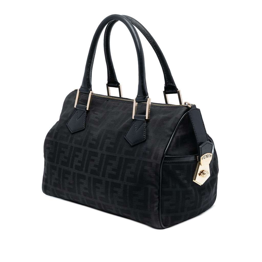 Fendi Zucca Canvas Boston Bag Black Canvas Very good condition - Back View