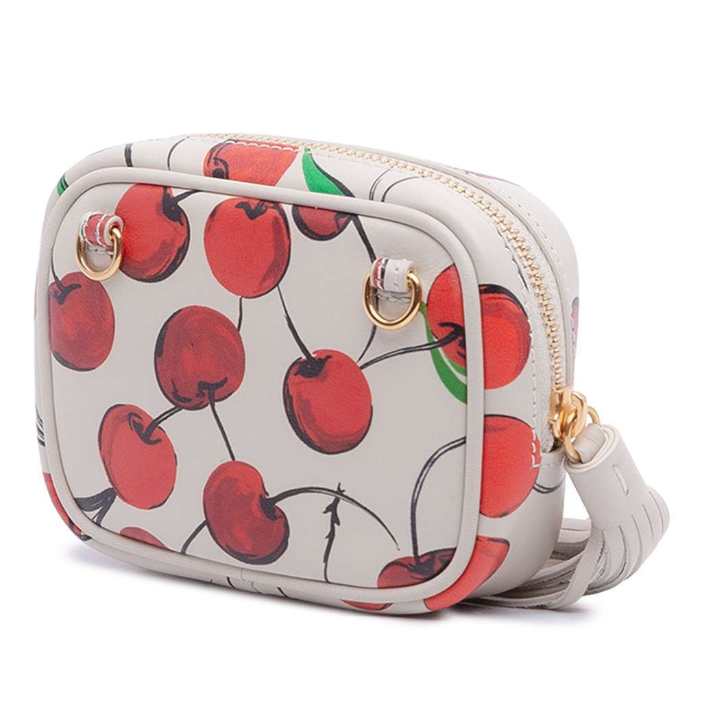 Saint Laurent Baby Calfskin Monogram Cherry Printed Lou Camera Bag White Leather Very good condition - Back View