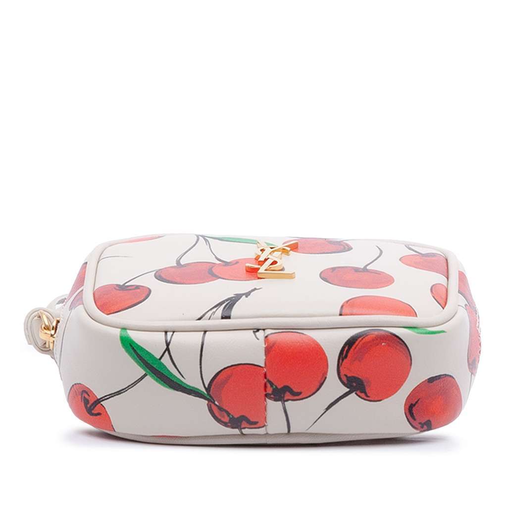 Saint Laurent Baby Calfskin Monogram Cherry Printed Lou Camera Bag White Leather Very good condition - Inside View