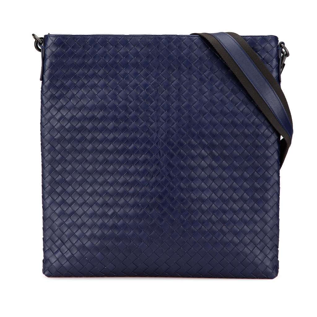 Bottega Veneta Nappa Intrecciato Crossbody Blue Leather Very good condition - Front View